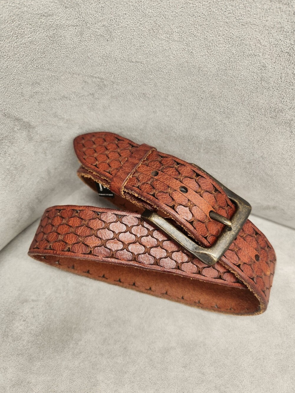 Brave Belt Men's 36 Brown Italy Leather Perforated Heavy Duty Casual Made Canada